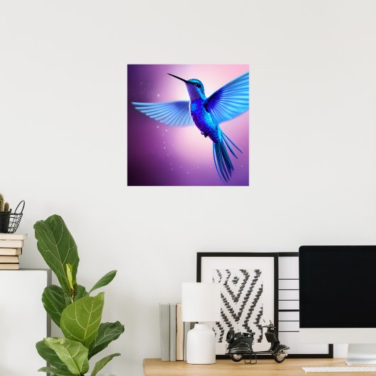 Blauer Hummingvogel Poster (Heimbüro)