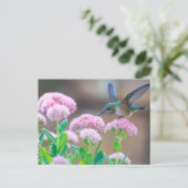 Blauer Hummingvogel Postkarte (Stehend Vorderseite)