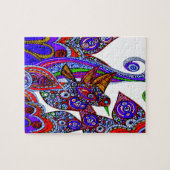 Blauer Hummingvogel und Blume Puzzle (Horizontal)