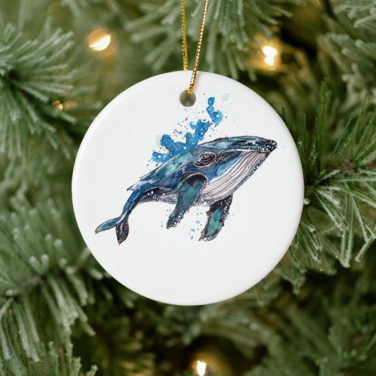 Blauer Humpback Whale Keramik Ornament (Baum)