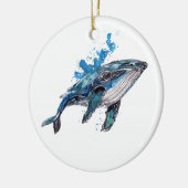 Blauer Humpback Whale Keramik Ornament (Links)