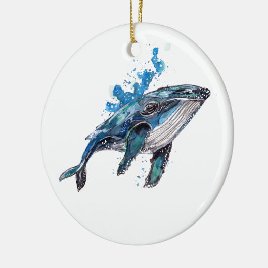 Blauer Humpback Whale Keramik Ornament (Links)