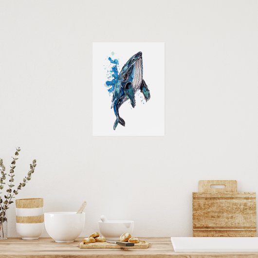 Blauer Humpback Whale Poster (Küche)