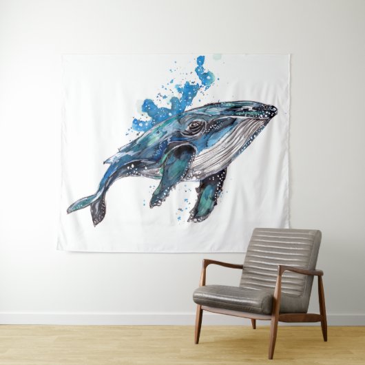 Blauer Humpback Whale Wandteppich (Beispiel (Horizontal))