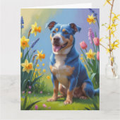 Blauer Hund Frühlingsblumen Malerei Karte (Gelbe Blume)