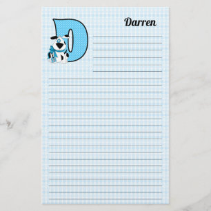 Blauer Hund Grammatierter Buchstabe D Lined Briefpapier