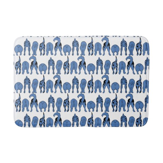 Blauer-Hund-Hintern-Muster Badematte (Vorderseite)