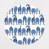 Blauer Hund-Hintern-Muster Etiketten (Design 2)