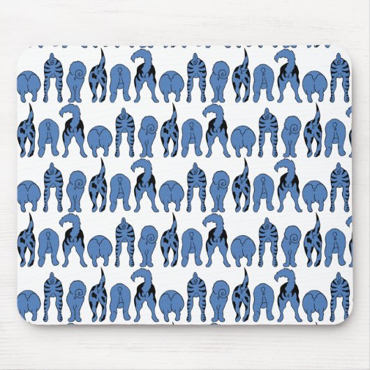 Blauer-Hund-Hintern-Muster Mousepad (Vorne)
