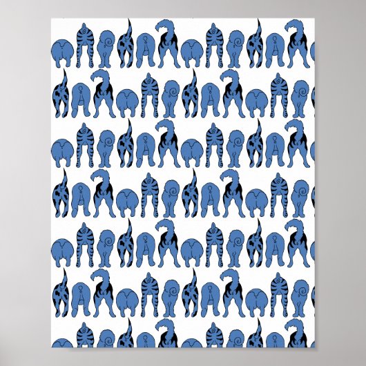 Blauer-Hund-Po-Muster Poster (Vorne)