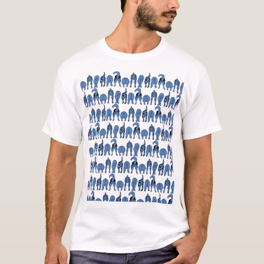 Blauer-Hund-Po-Muster T-Shirt (Vorderseite)
