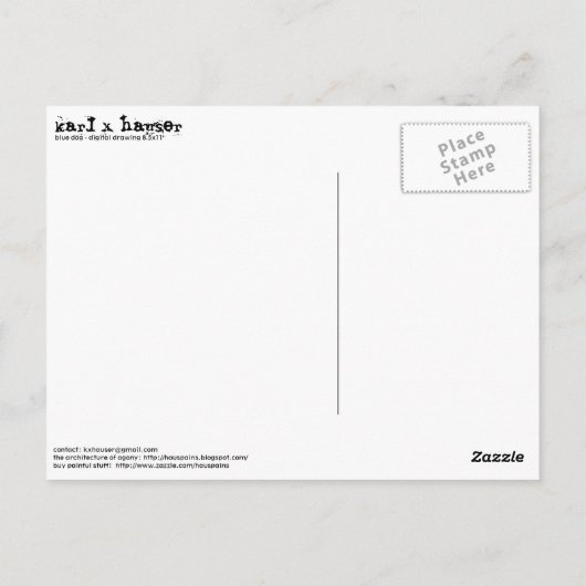 Blauer Hund Postkarte (Rückseite)