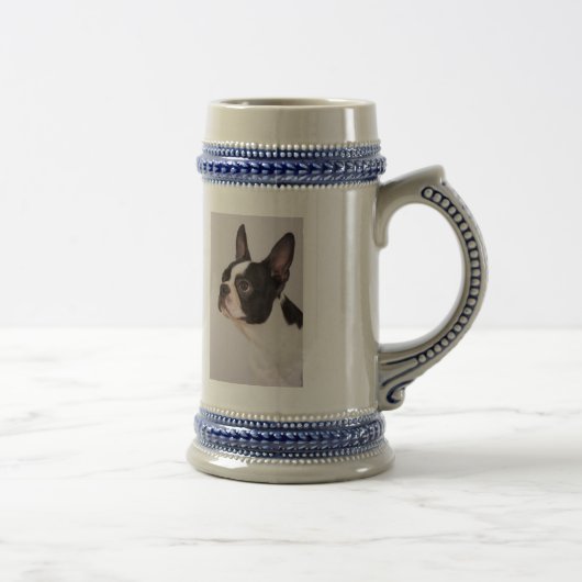 Blauer Hund Stein Bostons Terrier Bierglas (Rechts)