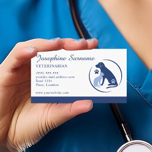 Blauer Hund und Katze Logo Tierarzt Tierklinik Visitenkarte
