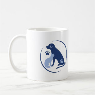 Blauer Hund und Katzen-Logo oder Ihr eigenes Logo Kaffeetasse