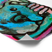 Blauer Hund und Mädchen Poster (Ecke)