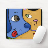 Blauer Hund und Orangefarbene Katzengewohnheit Mousepad (Mit Mouse)