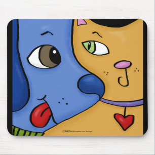 Blauer Hund und Orangefarbene Katzengewohnheit Mousepad