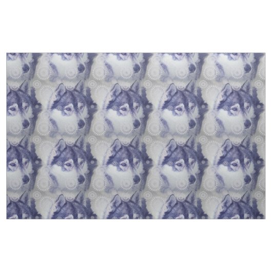 Blauer Hund und Schnee Stoff (Fat Quarter (45,7 x 55,9 cm))