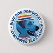Blauer Hundedemokrat-Knopf Button (Vorderseite)