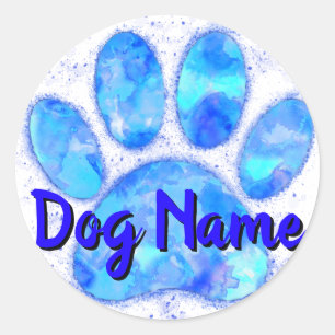 Blauer Hundepflaster mit Individuelle Name Runder Aufkleber