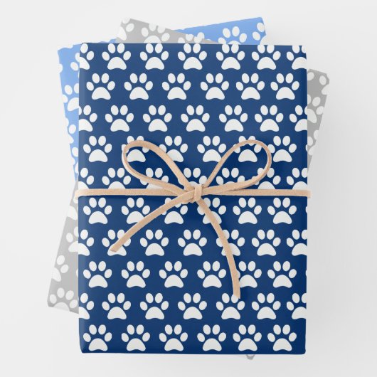 Blauer Hundepflasterpapier Flachblatt Set 3 Geschenkpapier Set (Beispiel)