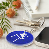 Blauer Hürdenspringer Schlüsselanhänger (Vorderseite rechts)