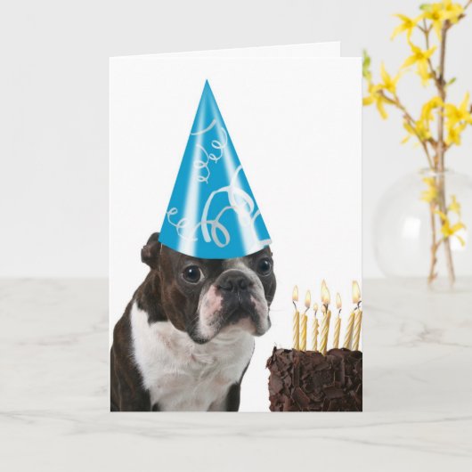 Blauer Hut-Geburtstag Karte (Gelbe Blume)