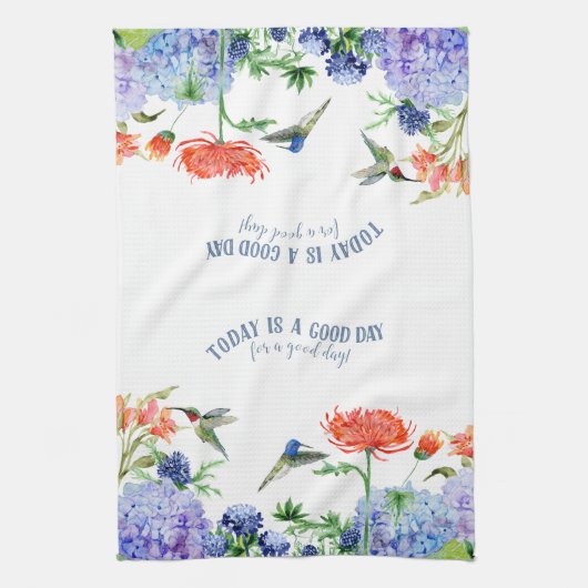 Blauer Hydrangea Birds Korallenorange Blauer Guten Geschirrtuch (Vertikal)