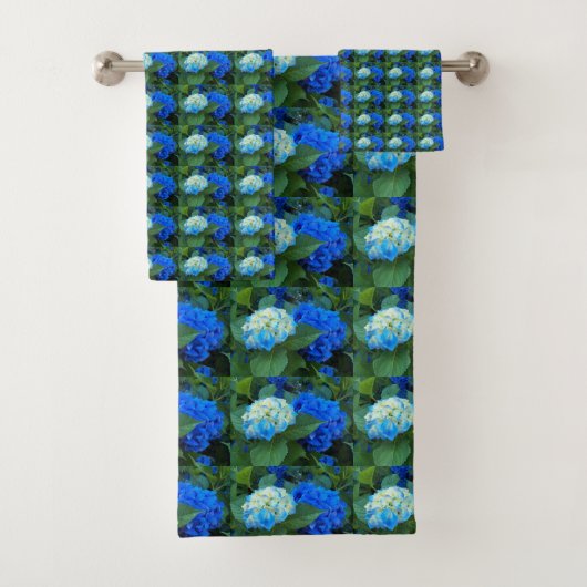 Blauer Hydrangea Blümbadetuch Badhandtuch Set (Insitu)