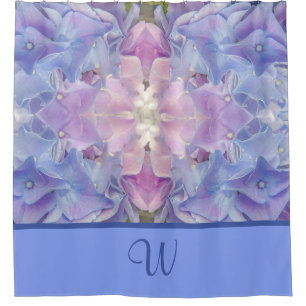 Blauer Hydrangea-Blume Eingrammfähige Duschvorhang