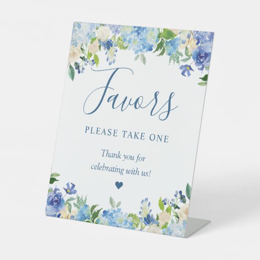 Blauer Hydrangea Blumenfavorit Nehmen Sie bitte ei Sockelschild (Vorderseite)