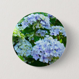 Blauer Hydrangea-Blumenknopf Hydrangeas-Garten Button