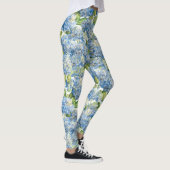 Blauer Hydrangea-Blumenmuster Leggings (Rechts)