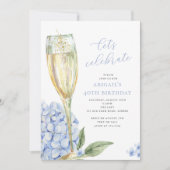 Blauer Hydrangea Blüten Feiern wir Party Einladung (Vorderseite)