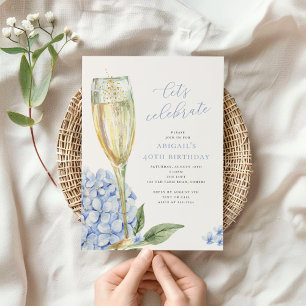 Blauer Hydrangea Blüten Feiern wir Party Einladung