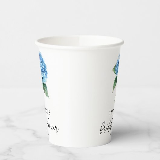 Blauer Hydrangea Brautparty Begrüßungszeichen Pappbecher (Links)