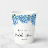 Blauer Hydrangea Brautparty Begrüßungszeichen Pappbecher (Rückseite)