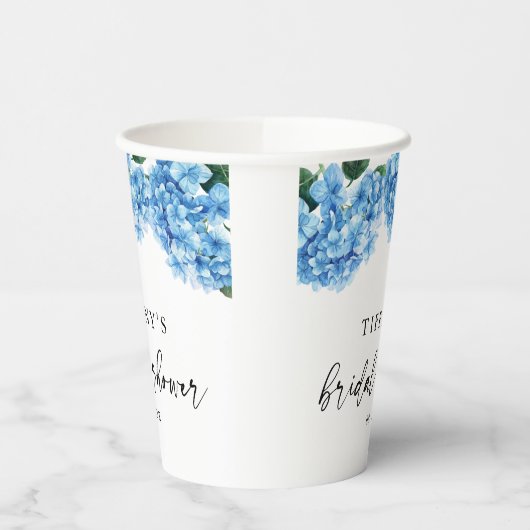Blauer Hydrangea Brautparty Begrüßungszeichen Pappbecher (Links)