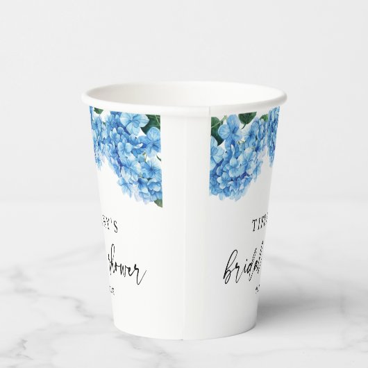 Blauer Hydrangea Brautparty Begrüßungszeichen Pappbecher (Rechts)