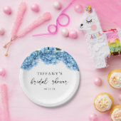 Blauer Hydrangea Brautparty Begrüßungszeichen Pappteller (Party)