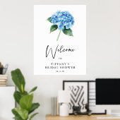 Blauer Hydrangea Brautparty Begrüßungszeichen Poster (Heimbüro)