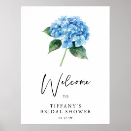 Blauer Hydrangea Brautparty Begrüßungszeichen Poster