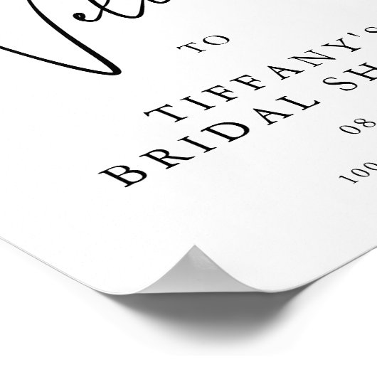 Blauer Hydrangea Brautparty Begrüßungszeichen Poster (Ecke)