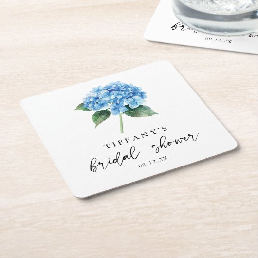 Blauer Hydrangea Brautparty Begrüßungszeichen Rechteckiger Pappuntersetzer (angewinkelt)