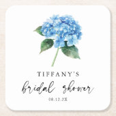 Blauer Hydrangea Brautparty Begrüßungszeichen Rechteckiger Pappuntersetzer (Vorderseite)