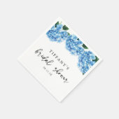 Blauer Hydrangea Brautparty Begrüßungszeichen Serviette (Ecke)