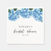 Blauer Hydrangea Brautparty Begrüßungszeichen Serviette (Vorderseite)