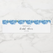 Blauer Hydrangea Brautparty Begrüßungszeichen Wasserflaschenetikett (Einzelnes Label)
