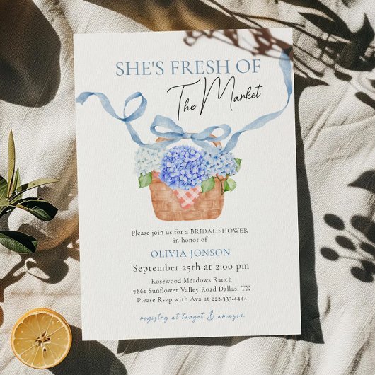 Blauer Hydrangea-Brautparty frisch vom Markt Einladung
